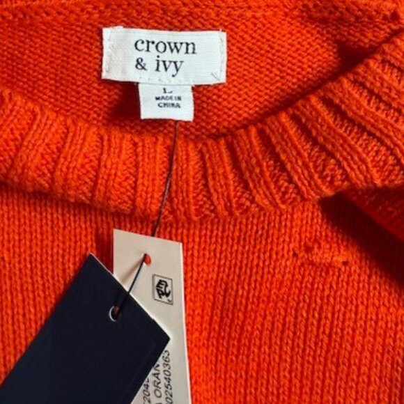 Crown & Ivy Women’s Orange Textured Sweater Size Large NWT - Picture 4 of 6